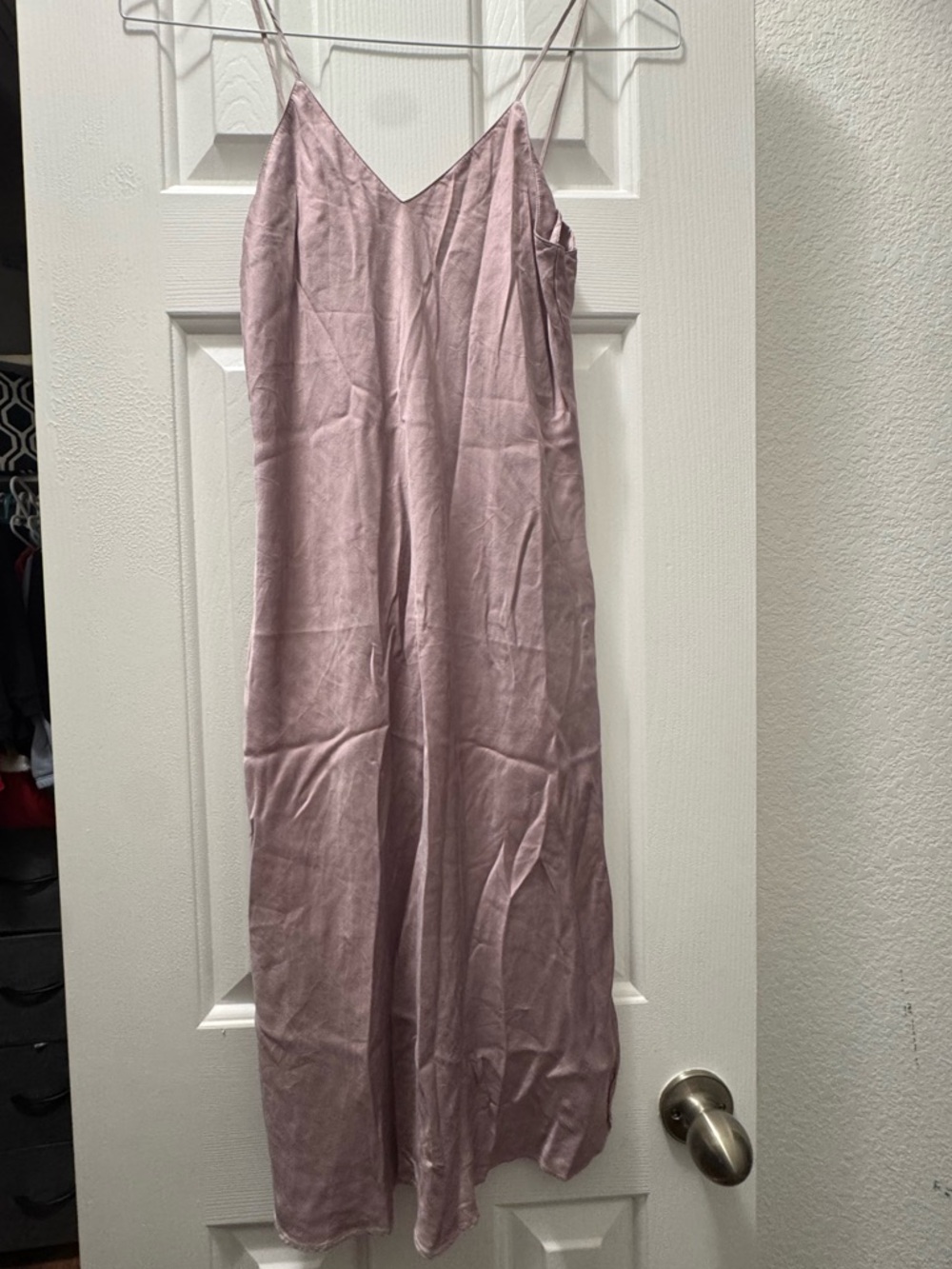 Silk Mauve Slip Dress with Spaghetti Straps